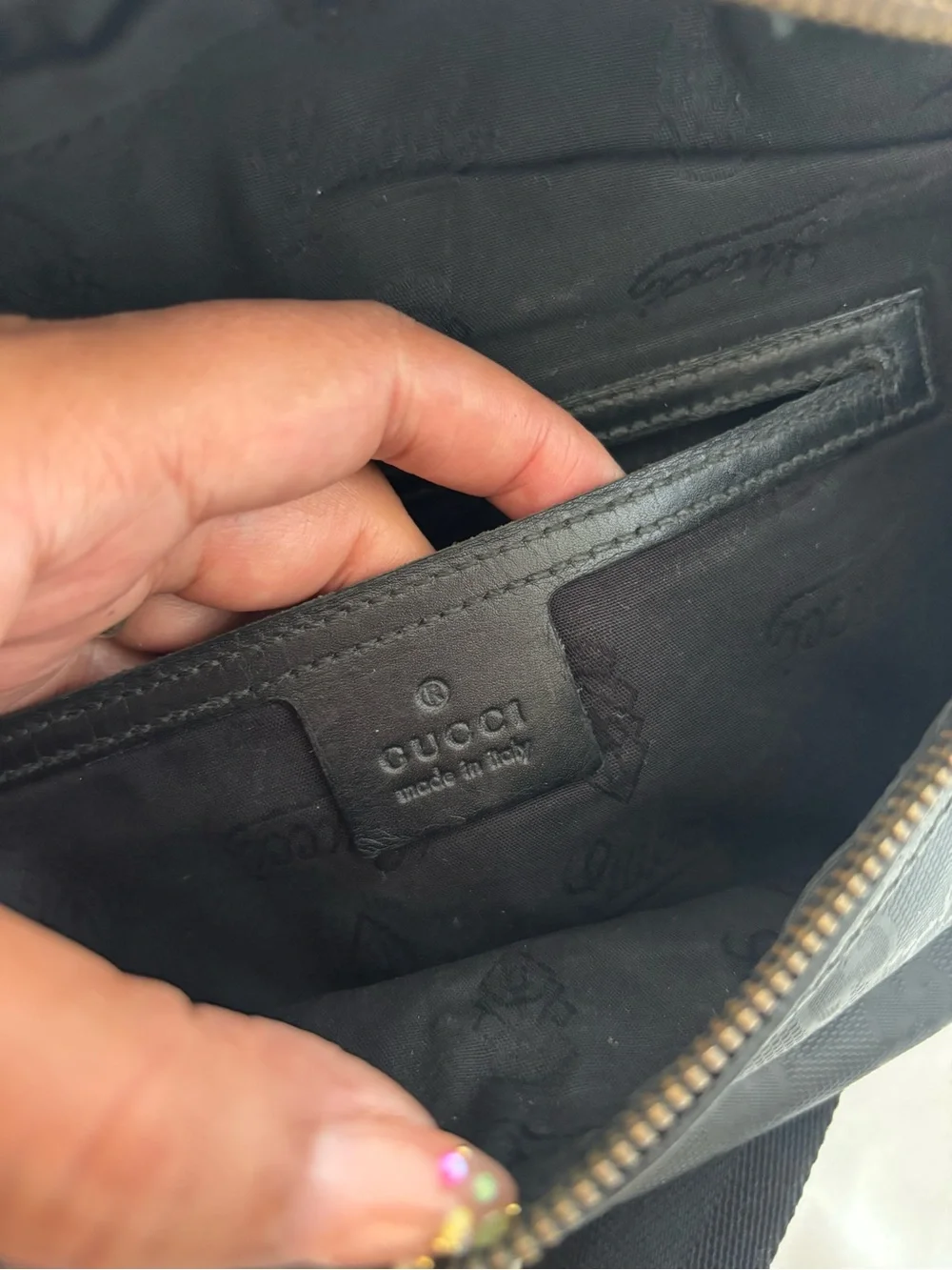 Gucci Black Leather Belt Bag with Silver Buckle